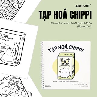   LOBEO  Sổ tô màu Tạp hoá Chippi 30 tranh đồ ăn 