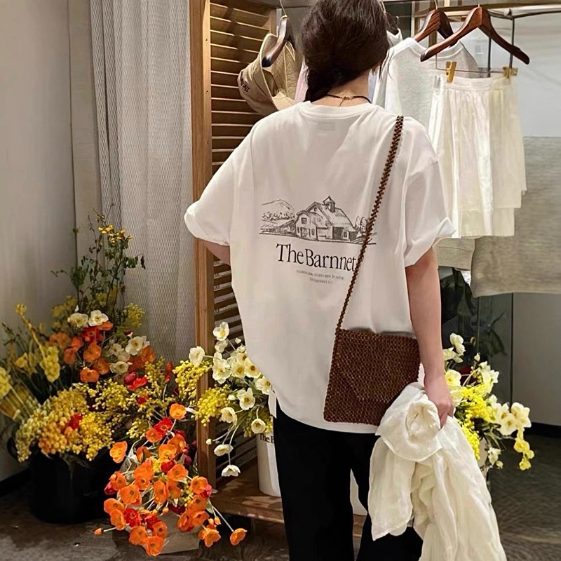 (Aheun studio) Áo Thun cotton 100%  tay ngắn Chữ “The Barnnet” Phong Cách Hàn Quốc