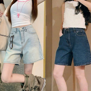  Quần short jean nữ cạp cao form suông ngố ống rộng chất bò mềm mịn dễ mặc kèm ảnh thật 