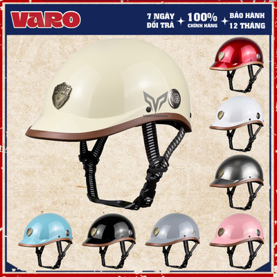 Mũ Bảo Hiểm Lưỡi Trai VARO Shape 1/2 | ABS Chuẩn Quatest | Mỏ Liền Retro | Freesize 54-59 cm | BH 12 Tháng