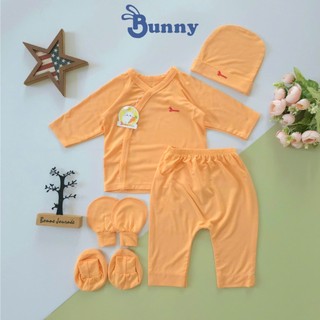 Bộ cài chéo sơ sinh 5 món thun lạnh Modal mềm mát cao cấp Bunny cho bé 3-6kg