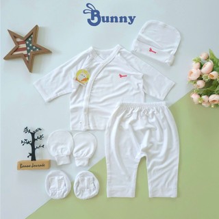 Bộ cài chéo sơ sinh 5 món thun lạnh Modal mềm mát cao cấp Bunny cho bé 3-6kg