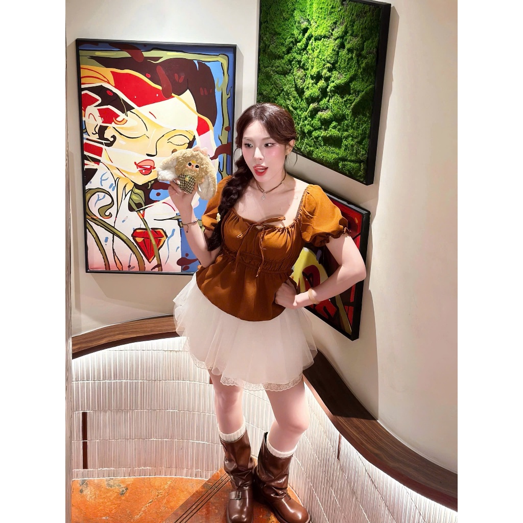(35KG-95KG)Áo babydoll cổ vuông chiết eo tay phồng Minisize Bigsize Lụa Mềm MạiPhương Phương House A17-A18 | BigBuy360 - bigbuy360.vn