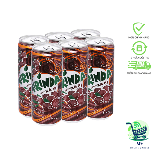 Lốc 6 lon nước ngọt Mirinda hương xá xị 320ml