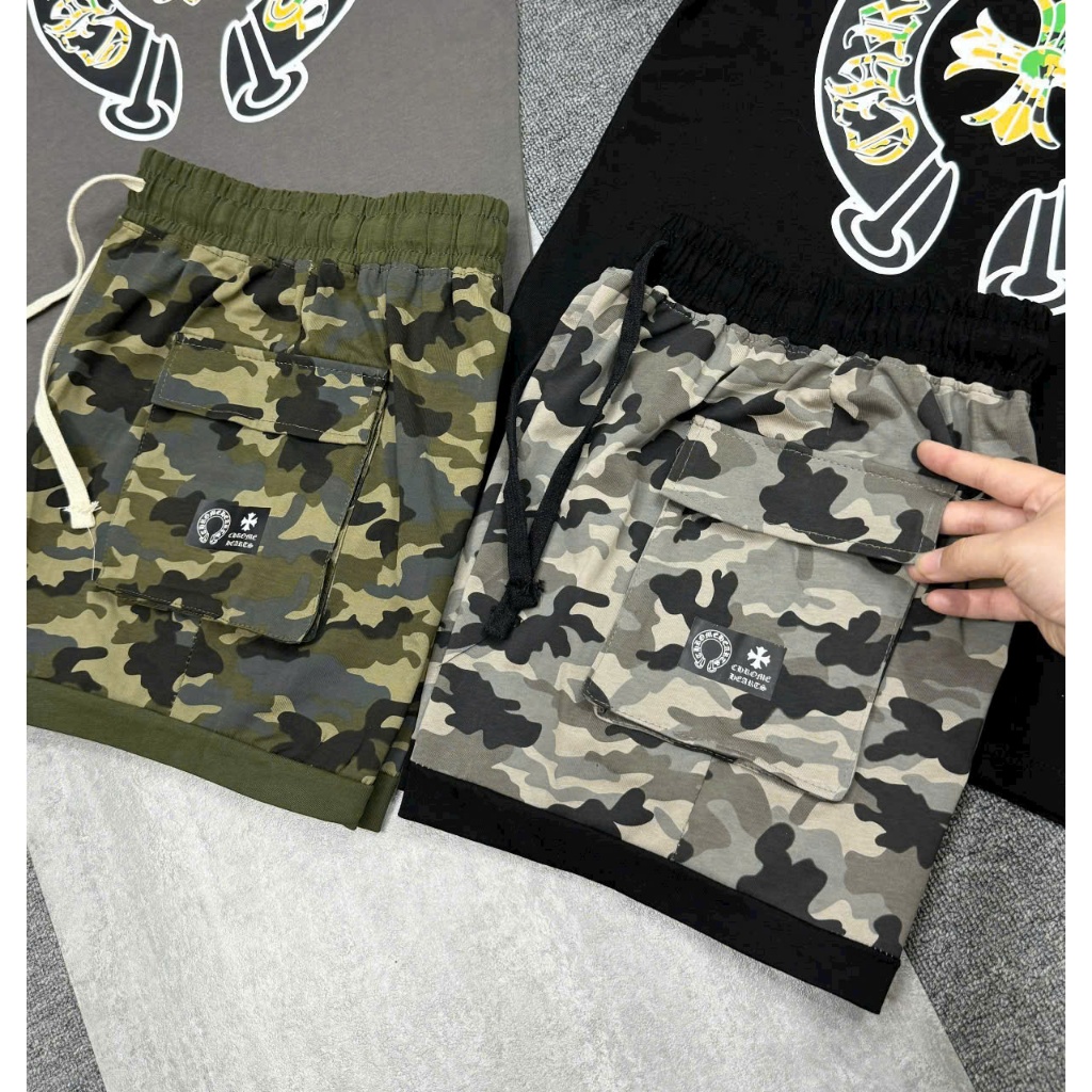 Bộ cộc tay CHROME HEARTS LOGO MÓNG NGỰA vải cotton cao cấp thời trang form rộng unisex | BigBuy360 - bigbuy360.vn