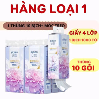  Thùng 10 bịch Giấy Ăn Rút Treo Tường Sipiao Hoa mẫu đơn Cao Cấp Mềm Mịn Dai Không Tắc Bồn 