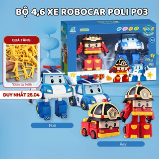  Robocar Poli Bộ 4 6 xe cứu hộ đồ chơi robot biến hình PHUONG ANH P03 