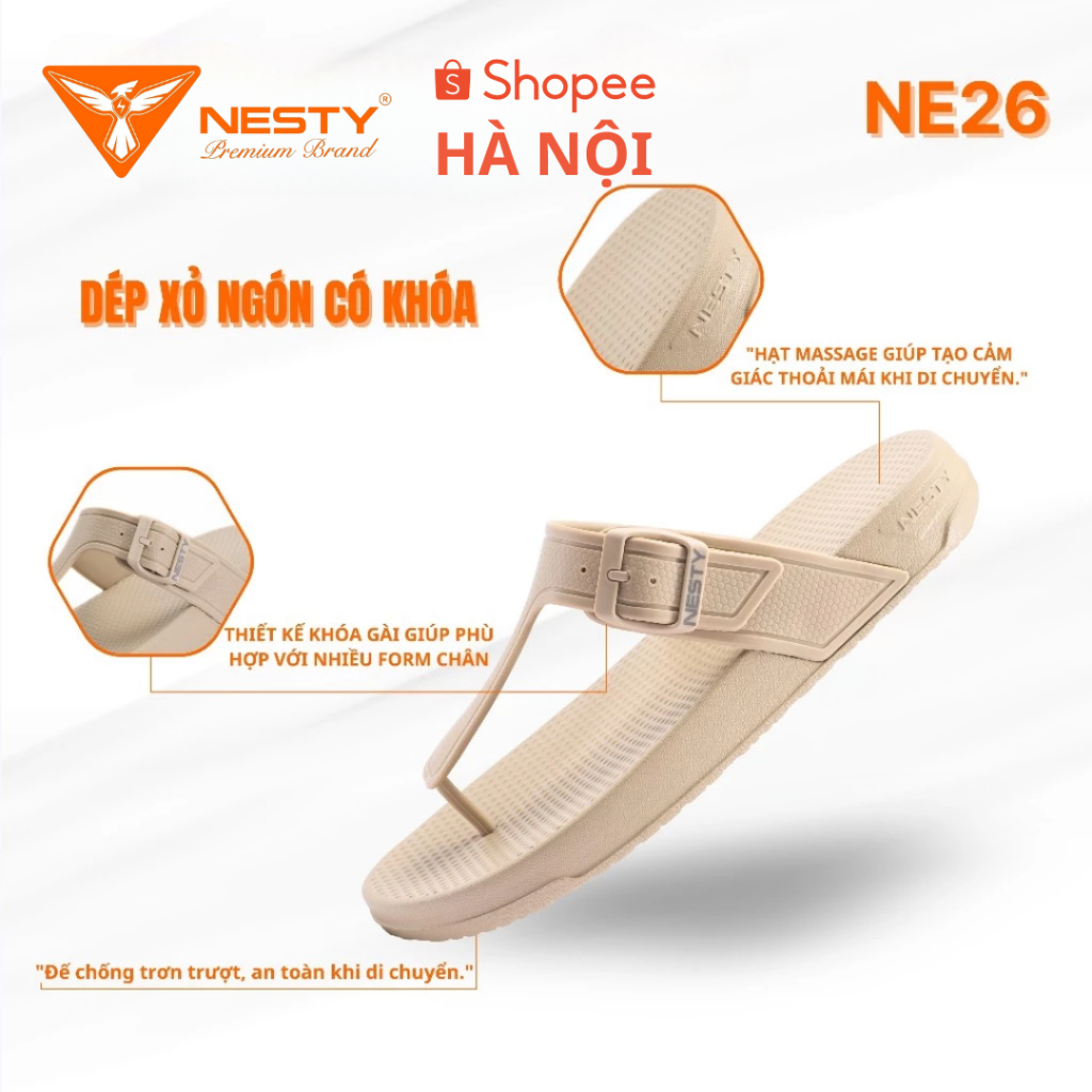 Dép xỏ ngón thiết kế khóa tăng giảm kích cỡ thương hiệu NESTY chính hãng MÃ NE26