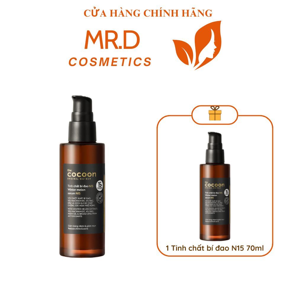 N15 - Serum tinh chất bí đao Cocoon 70ml 15% niacinamide sach mụn - VEGAN - Mỹ phẩm thuần chay