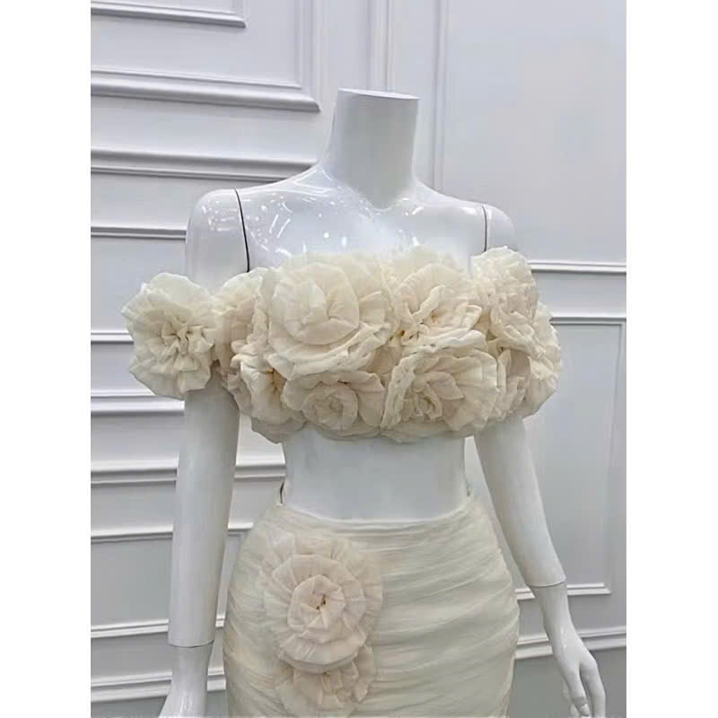 [ BKN 054 ] Set đi biển CAO CẤP thiết kế trễ vai hoa 3D voan phối lưới sang xịn ( có mút) HÀ BIKINI | BigBuy360 - bigbuy360.vn