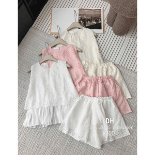 Set bộ chất tơ thô thêu viền hoa xinh mát