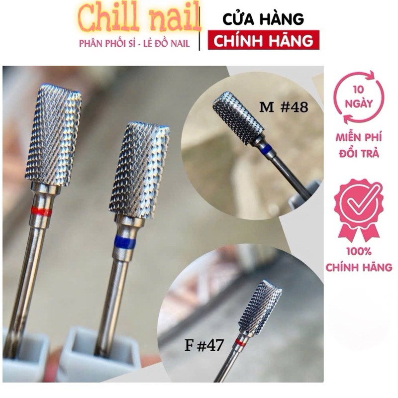 Đầu mài chuẩn titan mỹ đầu mài mịn, phá gel, phá bột bo viền xanh đỏ