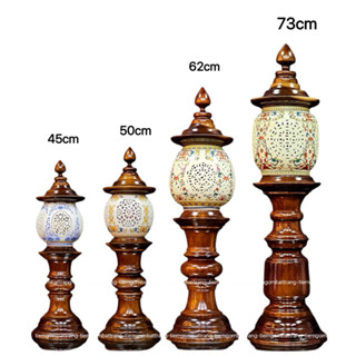  Đèn thờ gỗ bình sứ cao cấp đèn trang trí ban thờ thần tài ban thờ gia tiên 