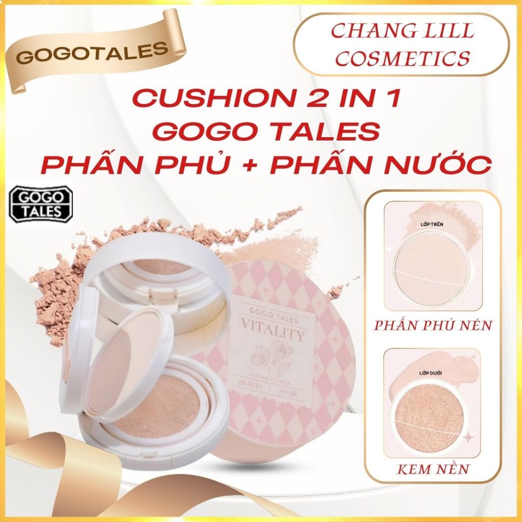 Cushion / Phấn Nước Kiêm Phấn Phủ 2 in 1 Gogo Tales Light And Nude Pressed Powder Cushion Cream GT36