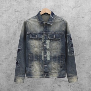 Áo Khoác Jean Nam Form Rộng Thêu Biker Phong Cách Streetwear Mới Lạ