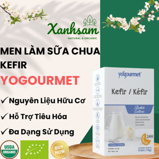 MEN LÀM SỮA CHUA HỮU CƠ KEFIR - 6 GÓI x 3gr - YÓGOURMET - USDA, EU ORGANIC - XANHSAM NATURAL & ORGANIC.