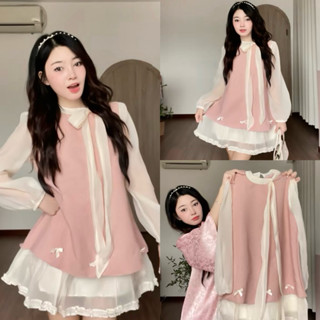 Momi dress váy babydoll dáng suông phối tay tơ bồng tiểu thư váy công chúa Dolyly