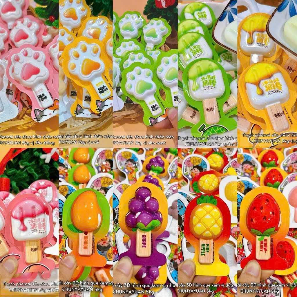 THẠCH QUE KEM TRÁI CÂY SỮA CHUA PHÔ MAI 3D CHUNYAYUAN  [MIX ĐỦ VỊ]