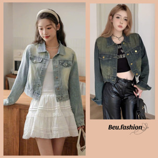 Áo Khoác Jean Nữ Croptop MIAA màu RETRO form ngắn , Áo Khoác Jean Nữ Croptop Dáng Ngắn Màu Bụi Hack Dáng chuẩn hàng QC