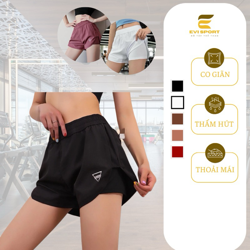 Quần đùi 2 lớp chạy bộ tập GYM AEROBIC [túi 2 bên]