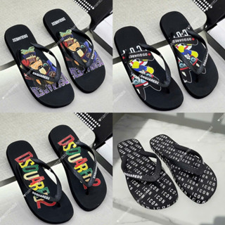 Dép Tông DSQ 2025 in họa tiết hình cún -  Dép Kẹp xỏ ngón dsquared2 sơn màu đế ép 2 lớp