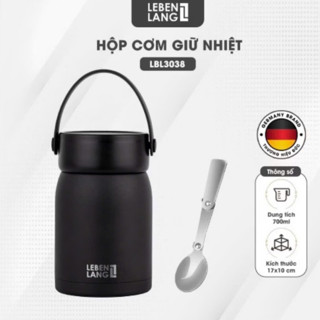 Hộp cơm giữ nhiệt, Bình ủ cháo Lebenlang LBL3038, dung tích 700ml, chất liệu inox 304, kèm muỗng inox