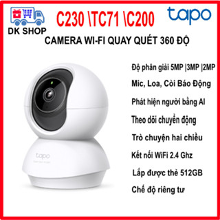 Camera WiFi Trong Nhà Tp-Link Tapo C230 5MP | TC71 3MP | C200 2MP ... Xoay 360 Độ - Đàm Thoại 2 Chiều.