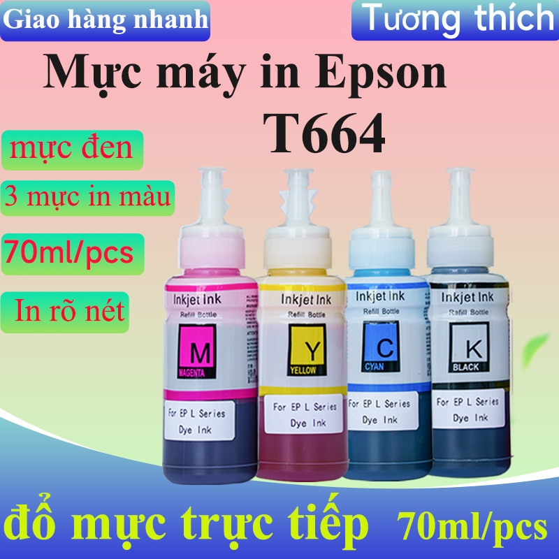 Mực Epson 664 epson T664 cho máy in Epson L100 L110 L120 L130 L132 L200 L360 L361L380 L382 L385 L455
