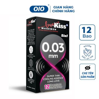 Bao cao su 49mm Love Kiss Maxxmen 0.03 5in1 siêu mỏng size nhỏ chống xuất tinh sớm kéo dài thời gian quan hệ
