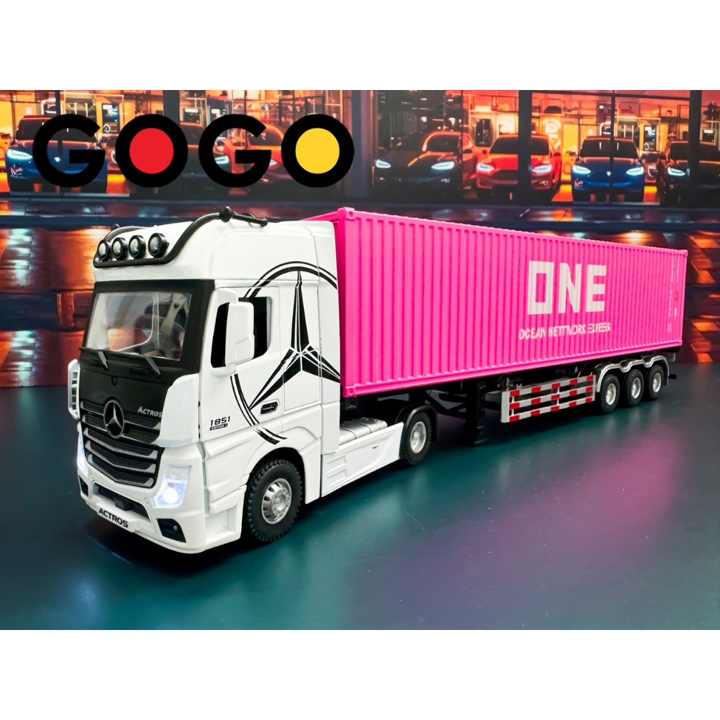 Xe mô hình đầu kéo Container ONE 40ft bằng kim loại đầu vuông trắng