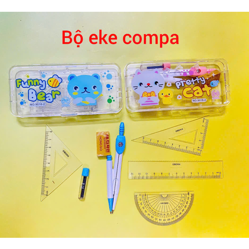 Hộp Compa Kèm Eke Nhiều Màu Hình Thú Ngộ Nghĩnh Compa Vẽ Hình Tròn