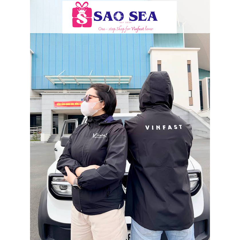 Áo khoác Vinfast nam nữ có mũ 2 lớp, freesize dưới 90kg, unisex, chống nước nhẹ. Vinfast windproof j