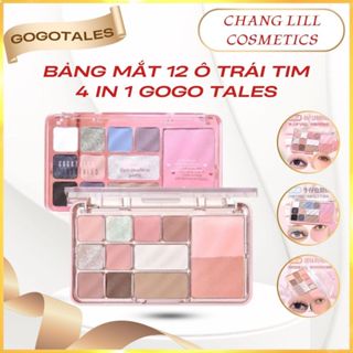  Bảng Phấn Mắt 12 Ô 4 in 1 GOGO TALES Trái Tim Lấp Lánh Heart Racing Nhũ Mịn Lì GT724 