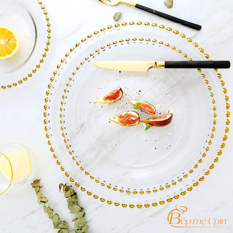 Đĩa tròn viền ngọc 26cm đĩa nhựa trắng trong