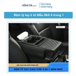  Đệm tỳ tay ô tô Mẫu Mới 4 trong 1 Chất liệu lõi cao su non bọc da PU CAO CẤP - Hộp đựng giấy đa năng - KT 
