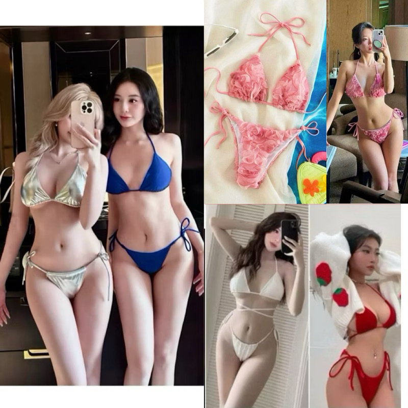 Bikini 2 mảnh tam giác (có bán áo choàng) dây dài quấn eo chuẩn ảnh Đồ bơi nữ đẹp đi biển R01