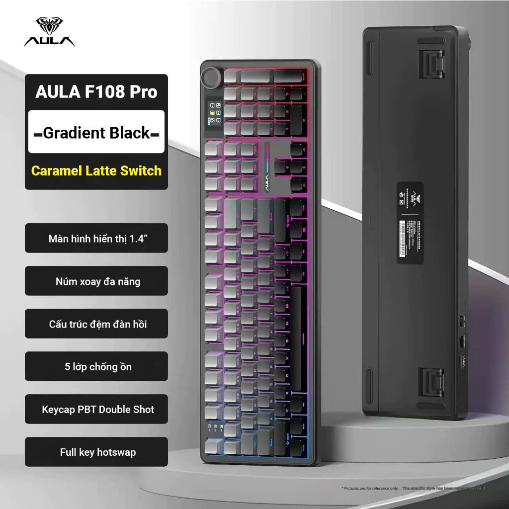 Bàn phím cơ không dây AULA F108 PRO - Thiết kế mạch xuôi - Hỗ trợ hotswap - LED RGB nhiều chế độ | BigBuy360 - bigbuy360.vn