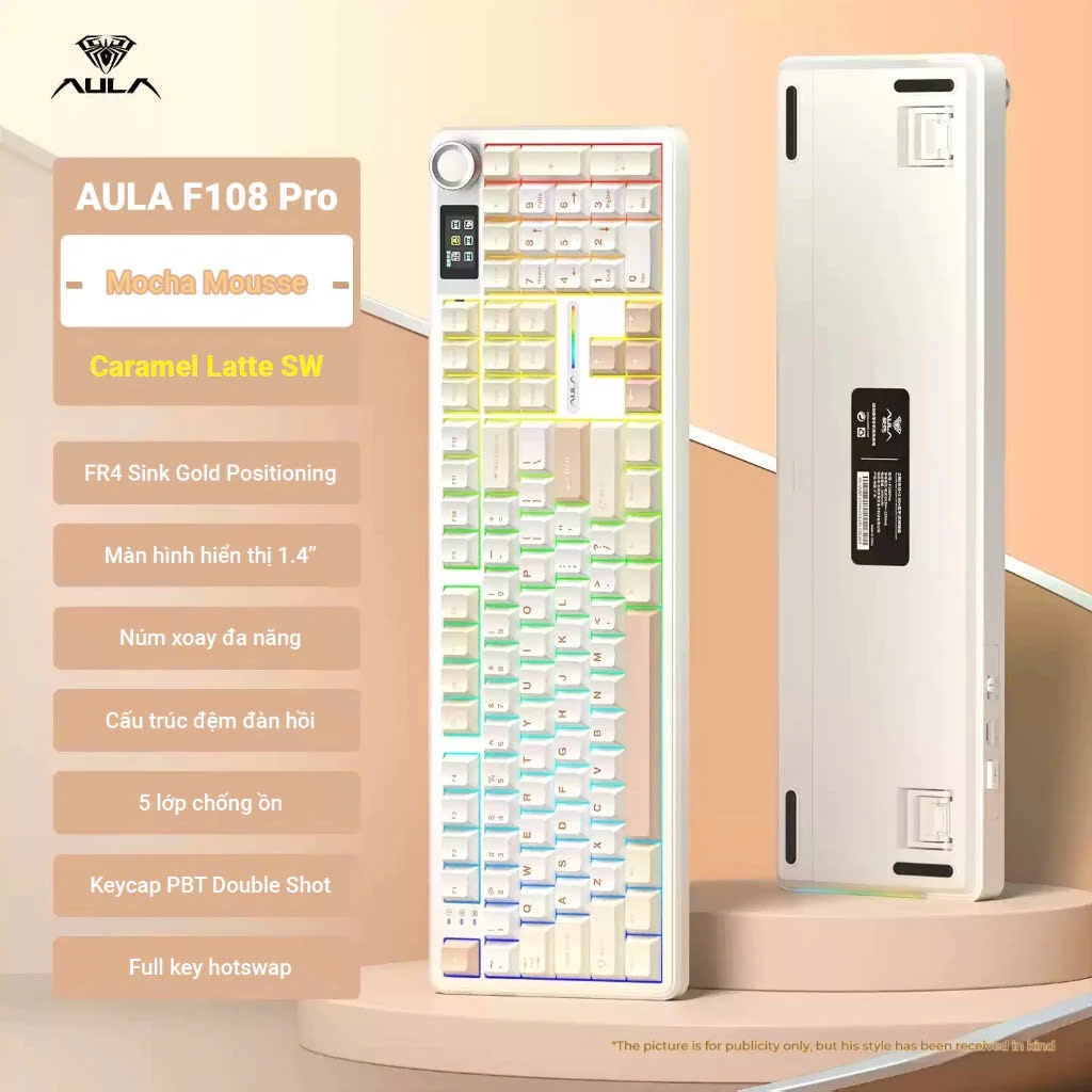 Bàn phím cơ không dây AULA F108 PRO - Thiết kế mạch xuôi - Hỗ trợ hotswap - LED RGB nhiều chế độ | BigBuy360 - bigbuy360.vn
