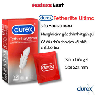 Bao Cao Su Durex Fetherlite Ultima 12 Chiếc | Siêu Mỏng 0.01mm – Nhiều Gel – Cảm Giác Chân Thật | Giao Kín Đáo