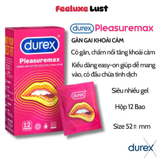 Bao Cao Su Durex Pleasuremax 12 Chiếc | Gân Gai – Nhiều Gel – Dễ Đeo | Giao Hàng Kín Đáo