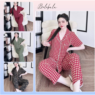 Đồ bộ pijama BOLOBALA nữ SP246 mặc nhà quần dài áo tay ngắn phom truyền thống chất lụa mango