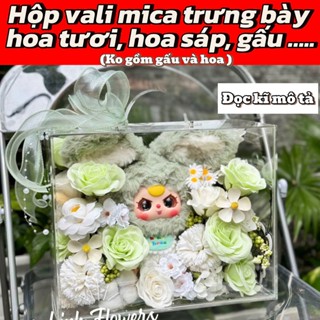 Hộp mica vali cắm hoa- Hộp trong suôt trưng bày - Hộp vali mica trong suốt -Tự lắp ráp