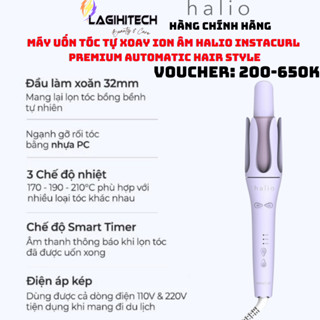 [LIVE] Máy Uốn Tóc Tự Xoay Ion Âm Halio instaCurl Premium Automatic Hair Style Màu tím Periwinkle- Hàng Chính Hãng
