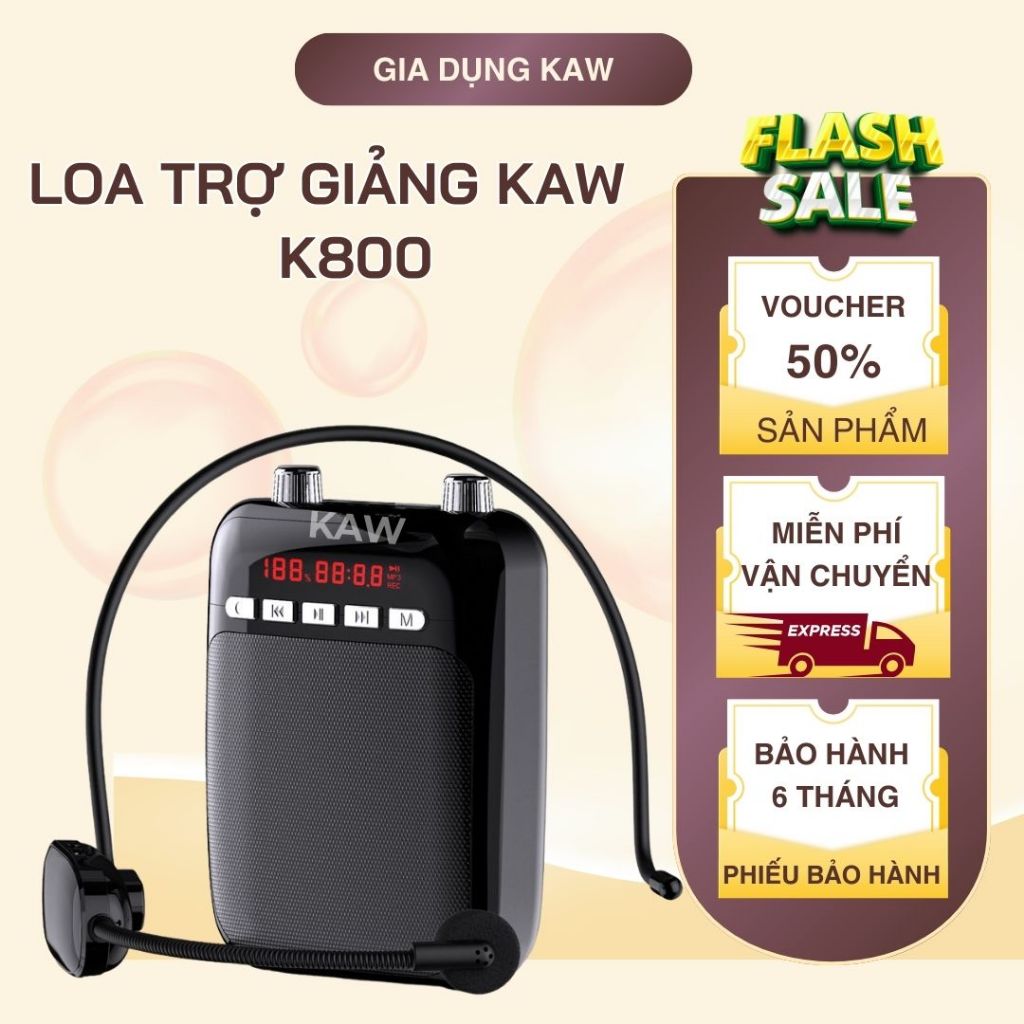 Máy trợ giảng KAW K800, kèm mic cài đầu không dây - hỗ trợ bảo hành