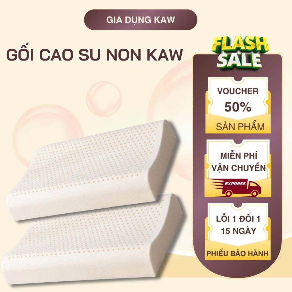 Gối cao su non cao cấp Kaw - Hàng Chính Hãng, Mềm Mại, Chống Đau Mỏi Vai Gáy, Bảo Hành Chính Hãng