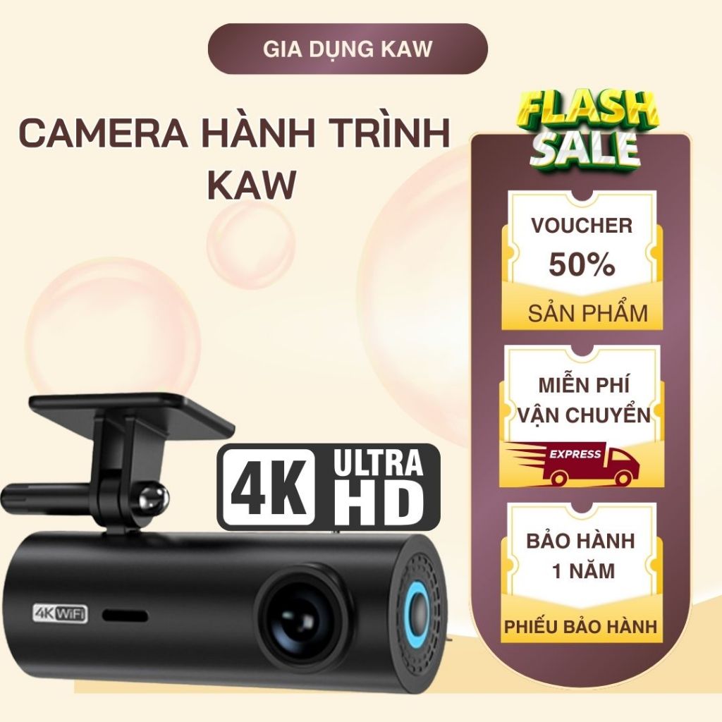Camera hành trình KAW 4K WiFi không màn hình 2160P HD tầm nhìn ban đêm 3M keo Dash Cam- BH 12 tháng