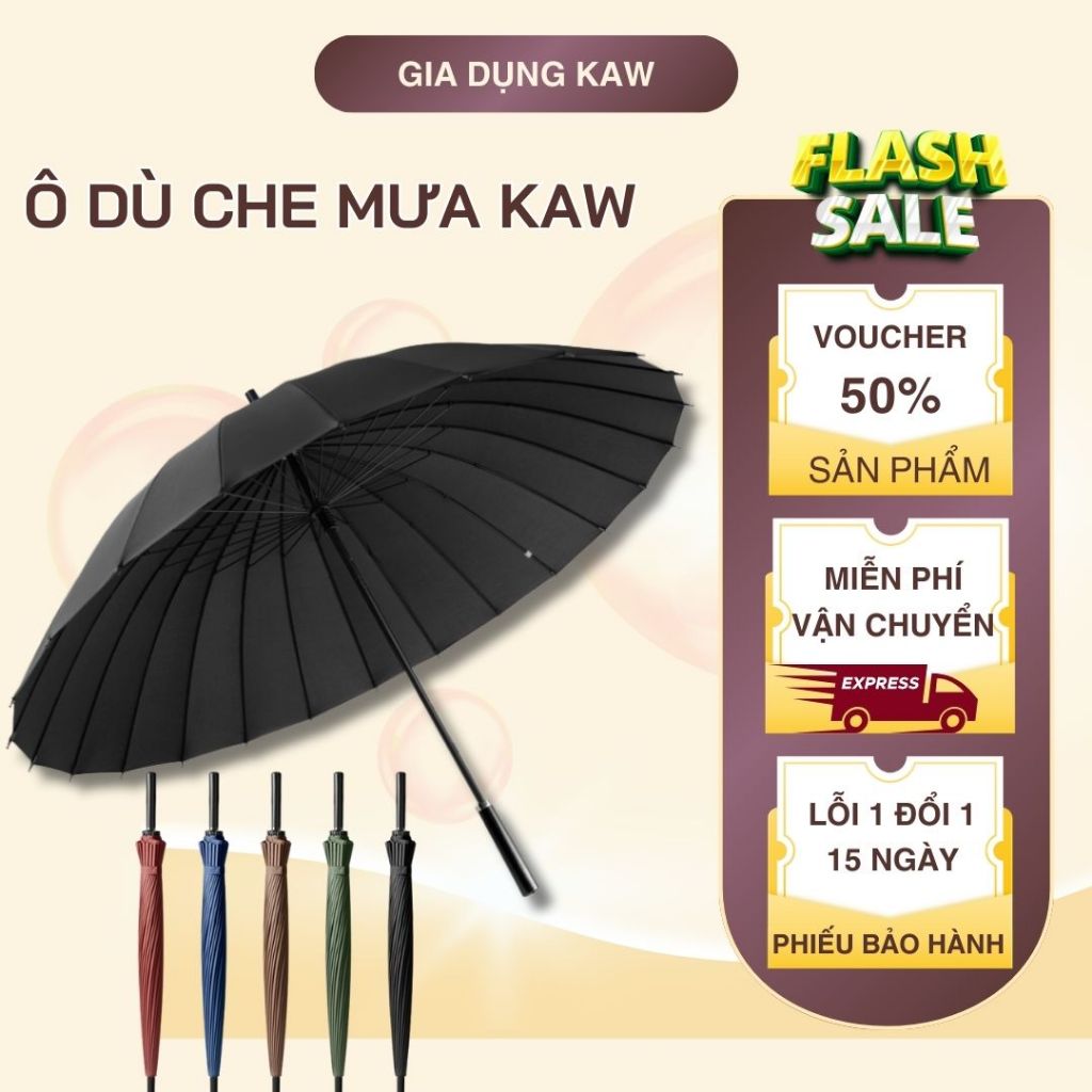 Ô Che Mưa Loại To 24 Nan, Dù KAW Che Mưa, Dù Đi Mưa Siêu To, Siêu Cứng, Chắc Chắn, Chống Tia UV