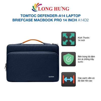 Túi chống sốc Tomtoc Defender-A14 Laptop Briefcase MacBook Pro 14 inch A14D2	- Hàng chính hãng