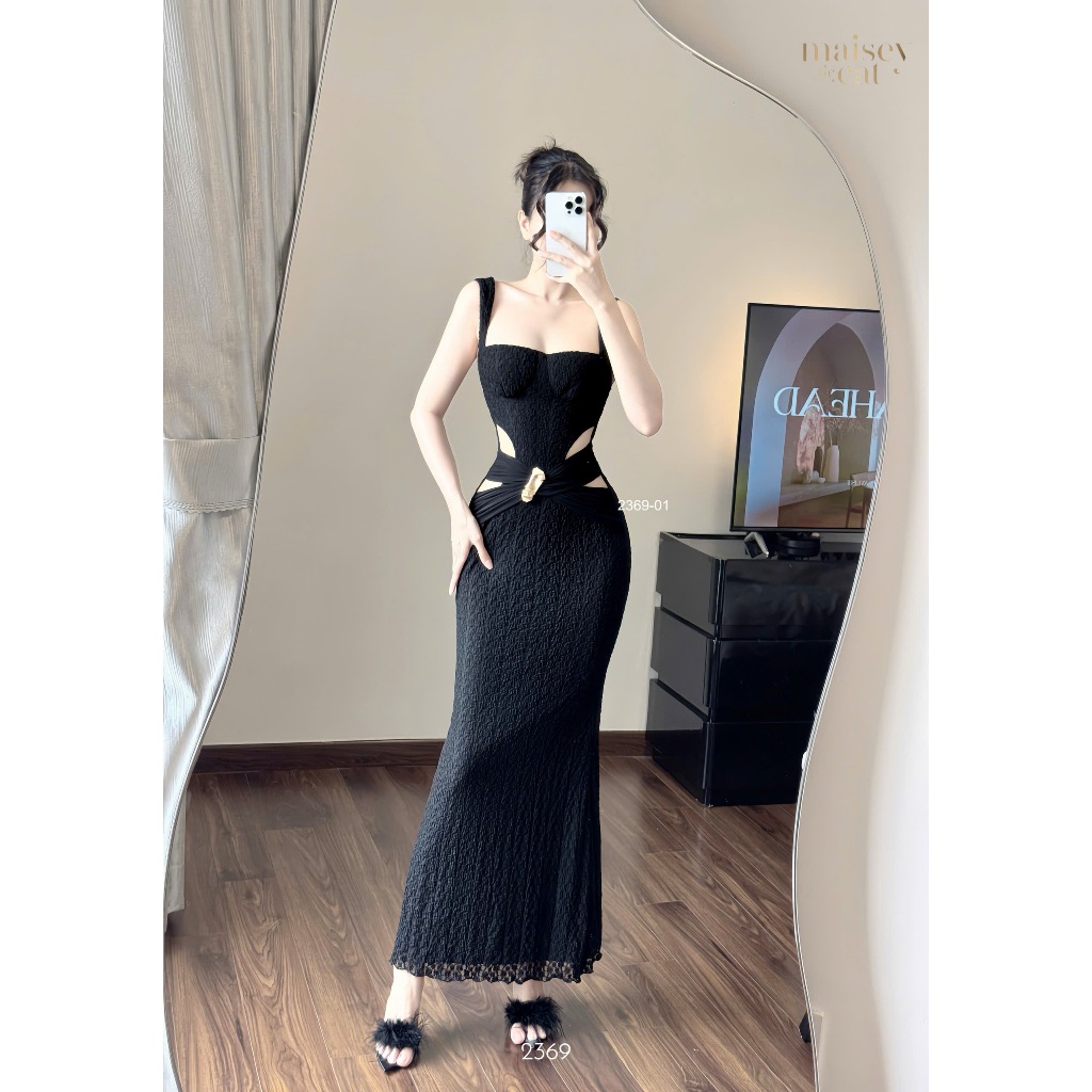 [MAISEY 2369] ĐẦM ĐI TIỆC DÁNG DÀI SANG TRỌNG ( KÈM TAG CÀI, MUSH NGỰC)