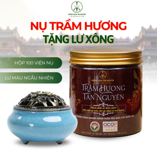 Combo nụ trầm hương Tân Nguyên và lư xông, trầm hương, trầm hương xông nhà hộp 100 viên